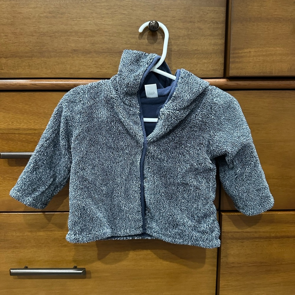 Cozy Grayish Navy Furry Fleece Jacket for Kids